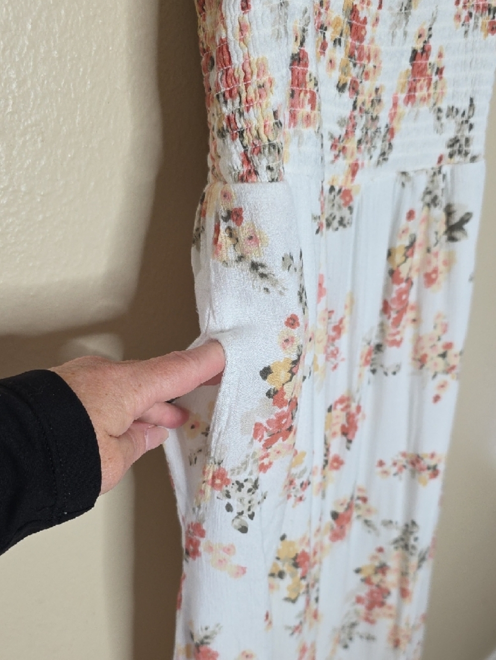 Abercrombie & Fitch White Floral Maxi Dress with Peach and Green Print - Picture 7 of 12